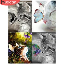 HUACAN 5D алмазная вышивка распродажа животные алмазная мазайка кошка картины на стену