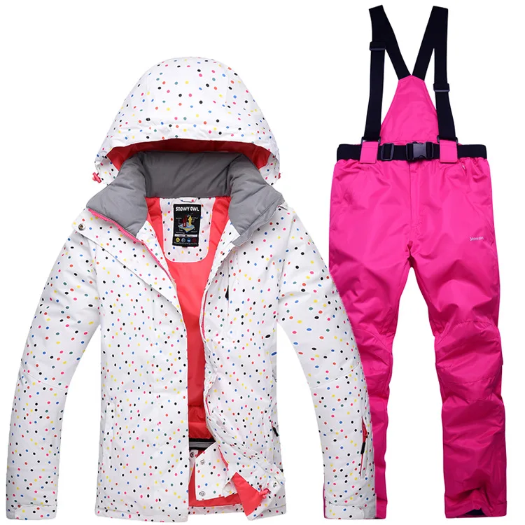 Женские лыжные костюмы с капюшоном, теплая спортивная Лыжная одежда, женские куртки, комбинезоны, зимние женские комплекты, водонепроницаемая одежда для занятий сноубордингом - Цвет: Rose