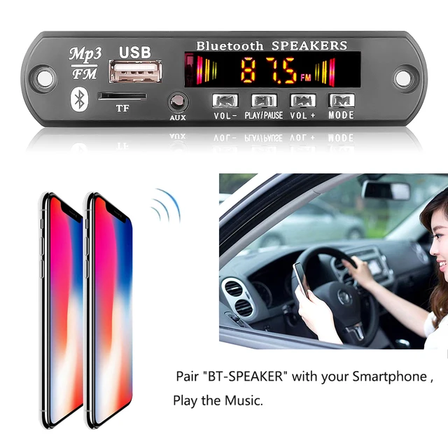 2*25W Stereo Bluetooth 5.0 MP3 Player Decoder Board 12V 50W amplifier Car FM Radio Module Handsfree Support TF USB AUX Recorders 5