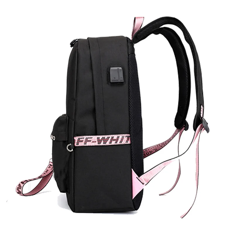2PCS Genshin Impact HUTAO Backpack + Pencil Cases Student School Bag Bookbag Women Girls Bags USB Travel Shoulder Bags