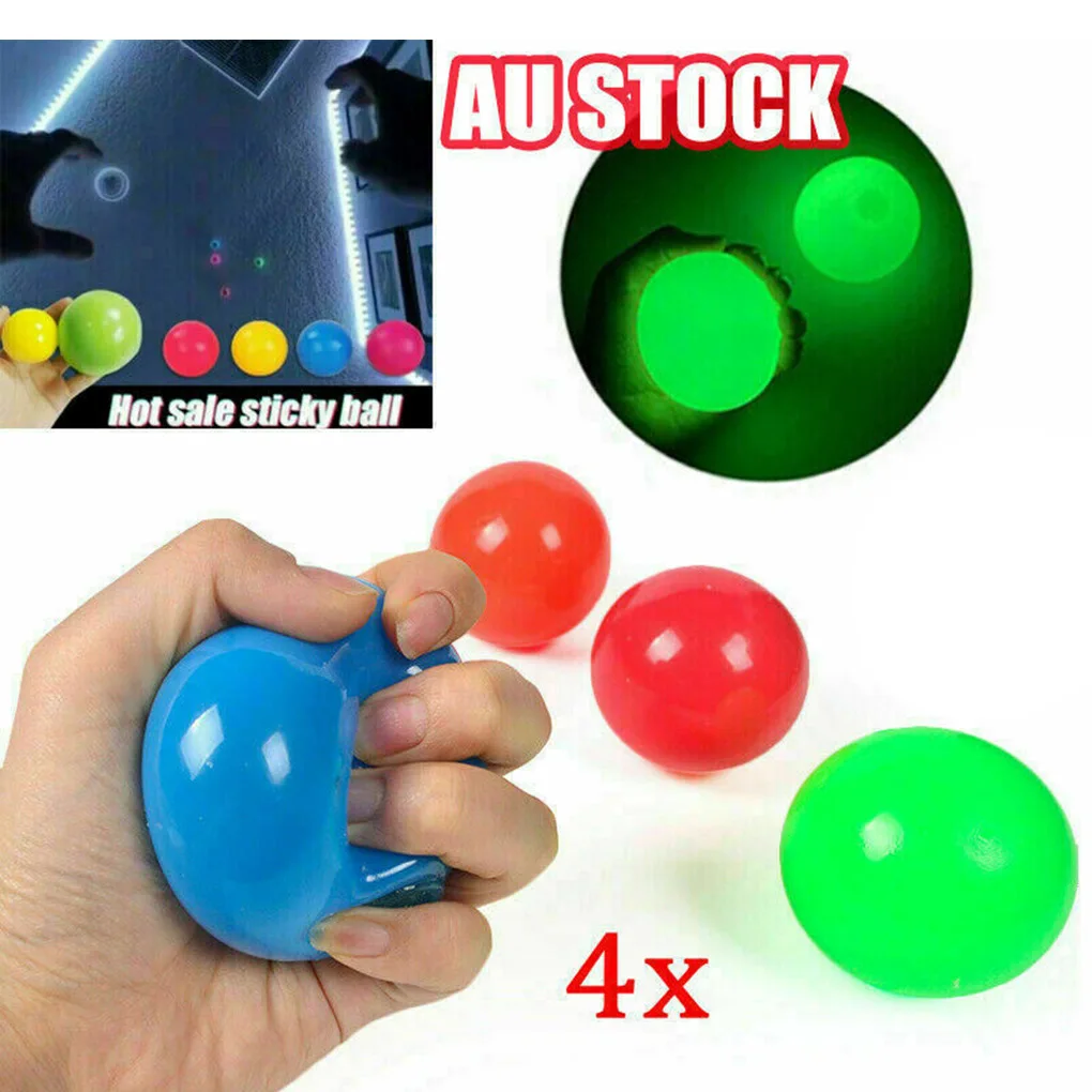 

Stick Wall Ball Fluorescent Squash Xmas Sticky Target Ball Decompression Throw Toy Mini Luminous Stress Relief Sticky Squash