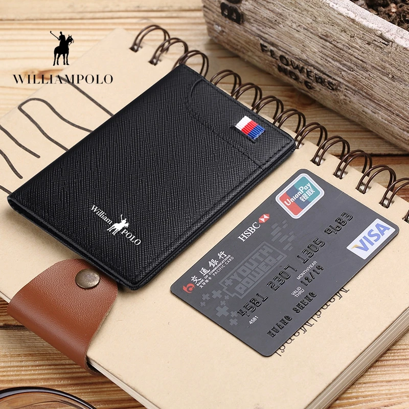 

Williampolo Leather Men's Wallets Ultra Thin Wallet Card Holder Cowskin Soft Mini Purses Vintage Men Short Slim Wallet 195193