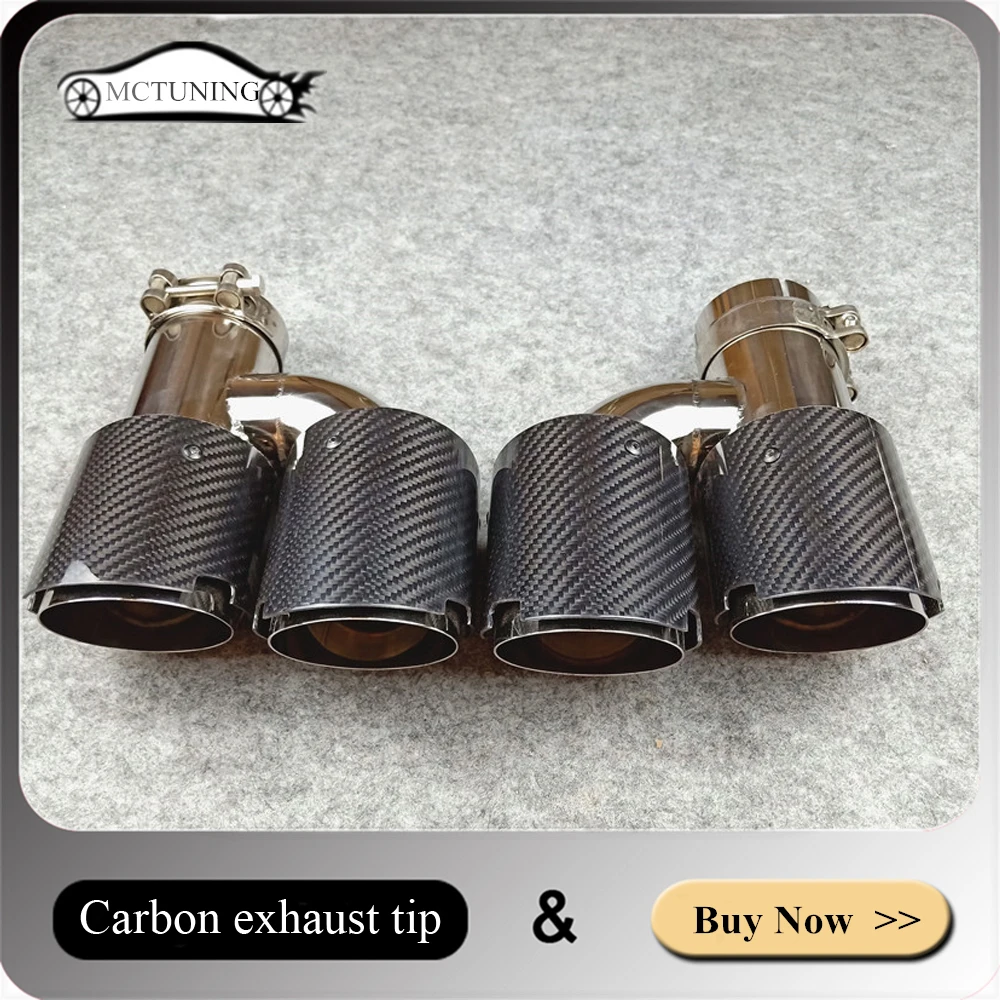 

One Pair H Model Carbon Fiber For Akrapovic Exhaust Pipe 304 Stainless Steel Glossy Black Muffler Tips Tails Throat Nozzles