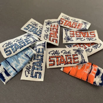 

Custom 2.2*4.4cm straight cutting double density woven label flag label