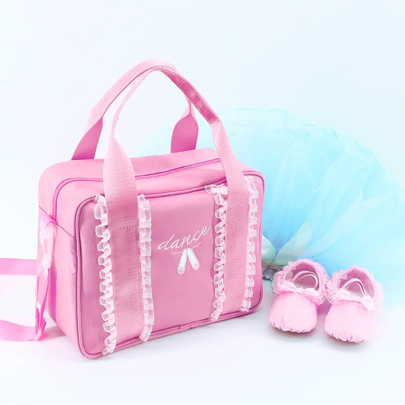 Детская танцевальная обувь с вышивкой и блестками для девочек; балетная обувь розового цвета; балетная сумка для танцев; Водонепроницаемая парусиновая сумка для дискотеки для детей