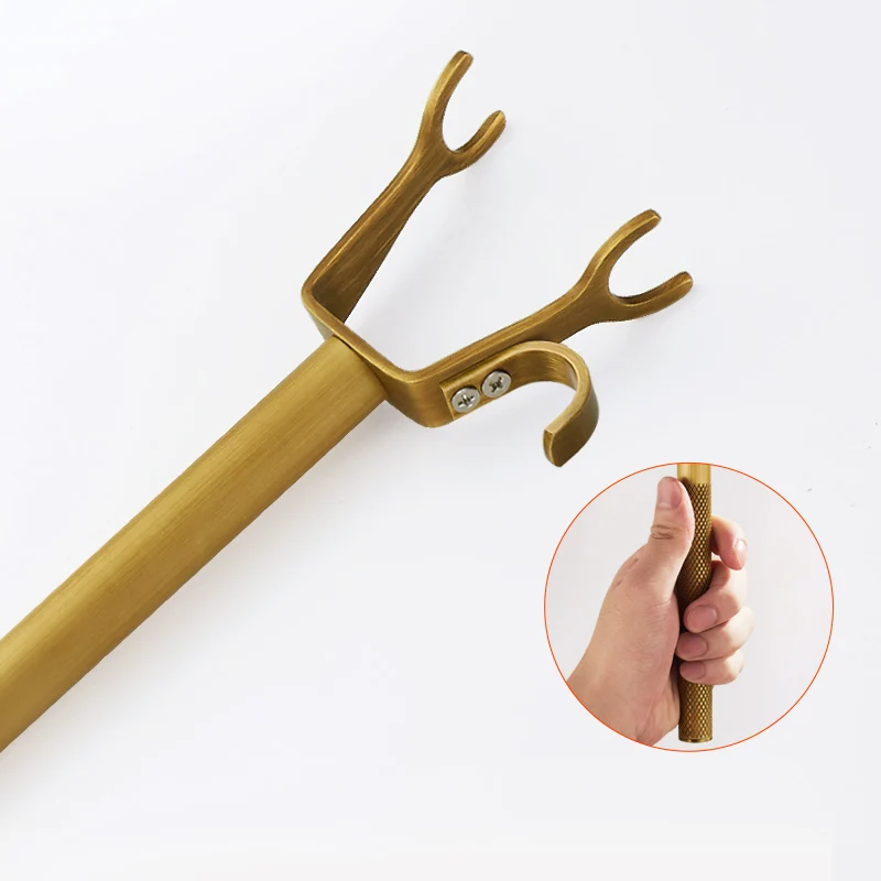

BiNFU Brass Laundry Clothes Pole tiao yi Take Rod Received Clothes Hanger Fork Rod