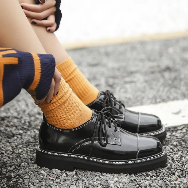Taoffen/женские туфли-лодочки из натуральной кожи; лоскутные модные туфли-лодочки с квадратным носком на шнуровке в консервативном стиле; повседневная обувь; размеры 34-40
