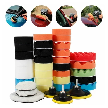

3 " 80 mm Car Sponge Polishing Pad Set Polishing Buffer Waxing Adapter Drill Kit for Auto Body Care Headlight Assembly Repair