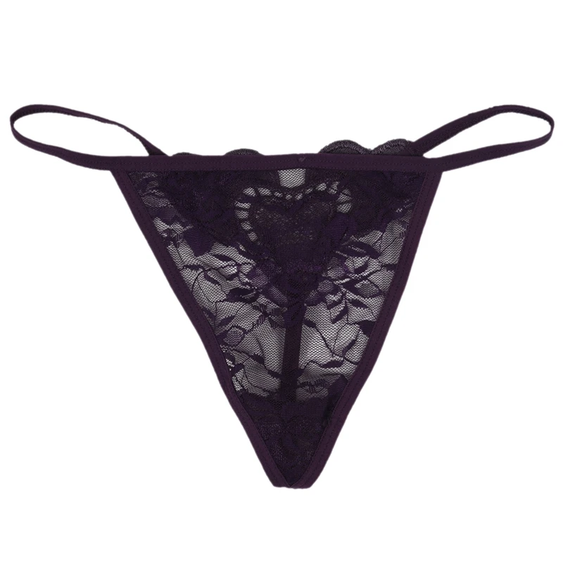 

New Ladies Sexy Lace Top Underwear G-String (purple)