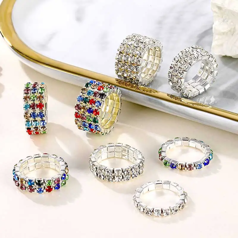 Vienkim Promise Ring Silver Color Engagement Wedding Band Bohemian Colorful Rainbow Rings For Women Finger Party Jewelry Gifts | Украшения