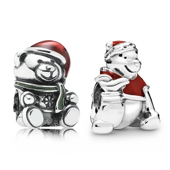 

Baofu New 925 Sterling Silver Beaded Cute Christmas Hat Bear And Honey Bear Beads Suitable For Original Bracelet DIY Jewelry