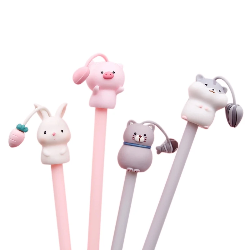 4 шт./лот мягкая гелевая ручка-Хомяк в виде кота и кролика авторучка школьные