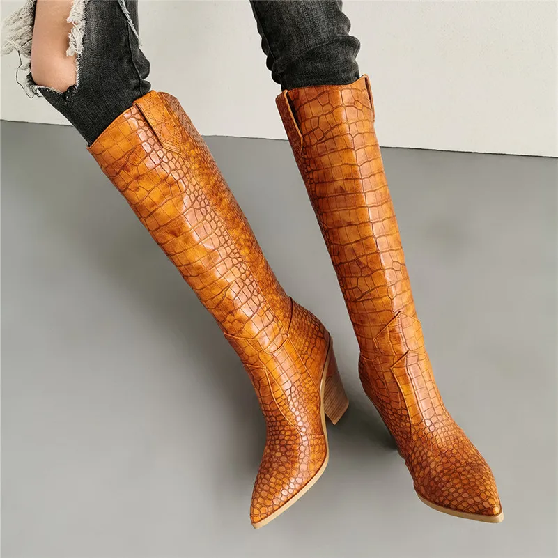 

Hot Sale Women Knee High Boots Brand Quality Euro Style Shoes Woman Pointed Toe Super High Heels Autumn Winter Boots