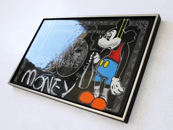 

Black Amex Mickey hand made modern art on canvas oil painting cartoon credit card good for bed room