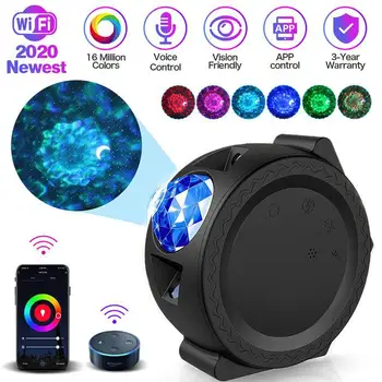 

Studyset WiFi LED Night Light Projector Starry Projection Ocean Wave 6 Colors 360Degree Rotating Night Lamp