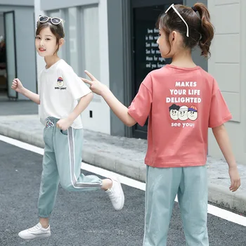 

2020 Cross-border Girls' Western Style Suit Children's Wear New Summer Dress Little Girls Short Sleeve Jacket Pants Fashion