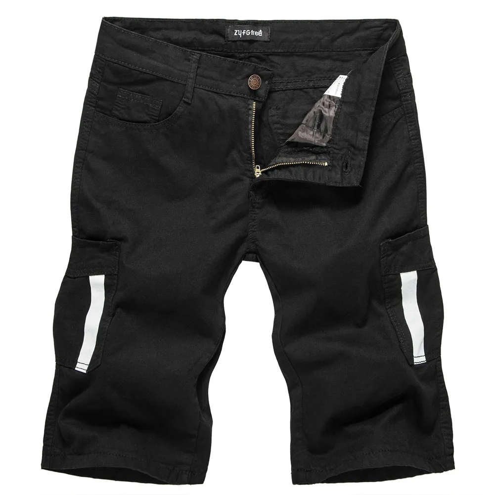 

2019 Summer MEN'S Shorts with Multi-Bags Loose Casual Knee-length Denim Shorts Short Beach Shorts