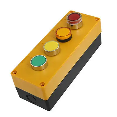 

AC 220V Yellow Red Signal Lamp Momentary Push Button Switch Station