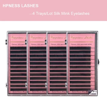 

4 Pieces Individual Eyelash Extension Silk Soft Mink Lashes Supplies Deep Matt Natural Looking Easy to Grab Off the Strip HPNESS