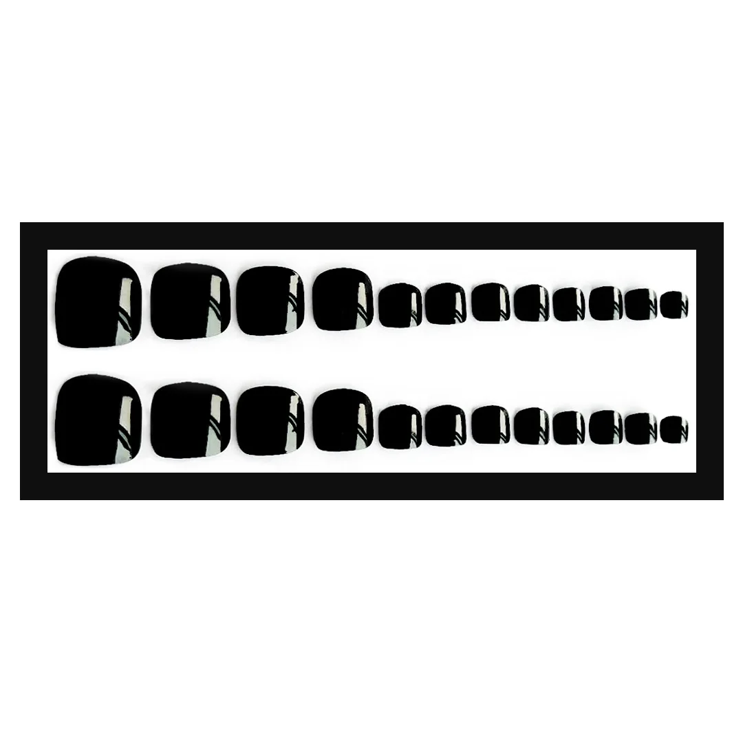Nusx Dark Black Fake Toes Nails For Toes Shiny 24pcs Ladies Toenails Manicure Full Cover Toe 5