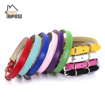 

Snailhouse PU Leather Pet Cat Collars Colorful Solid Color Dogs Collar Pet Supplies Medium Kitten Puppy Adjustable Collars Strap