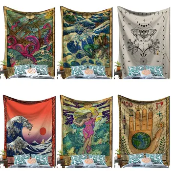 

Wall Hanging Tapestry 3D Home Decor Tarot Printed Background Wall Cloth Blanket With 2 pcs Seamless Nail and Clip #