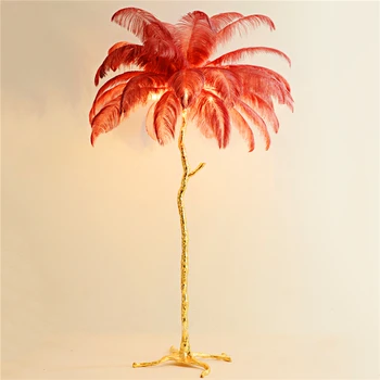 

Modern LED Floor Lamp for Living Room Ostrich Feather Gold Copper Floor Lights Standing Lamps Home Decor Stand Lights Lighting