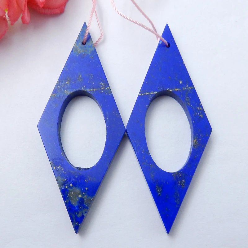 

Popular jewelry Earring pair ,Hand made gemstone earrings,Lapis Lazuli Irregular shaped Earrings jewelry,64x25x5mm,16.2g