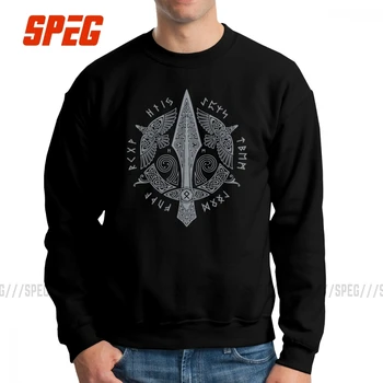 

Viking Gungnir Men Sweatshirts Vintage Cotton Crew Neck Pullover Autumn Hoodies Male