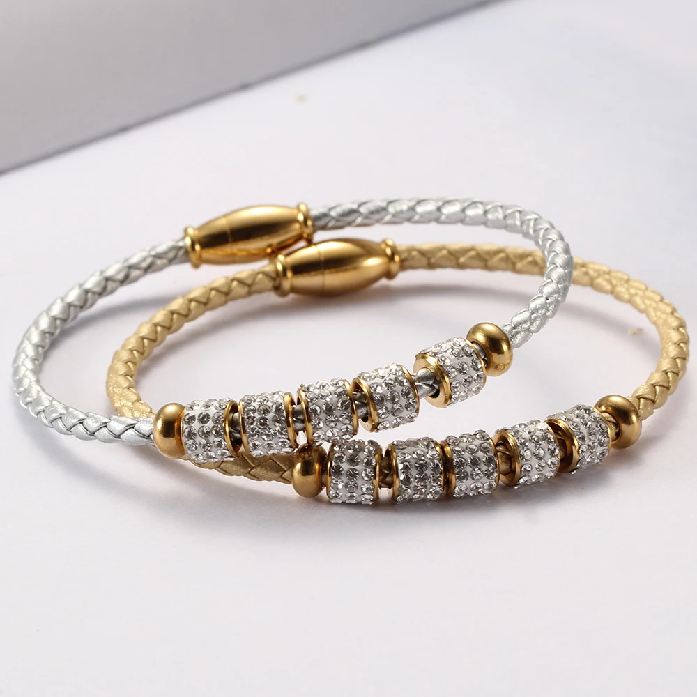 Leather Stainless Steel Bracelet Jewelry