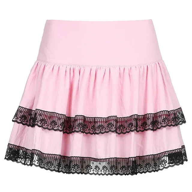 Harajuku Gothic Tie Up Checkered Mini Skirt Y2K Aesthetic Punk Plaid Pleated High Waisted Short Skirt Ladies Fashion Streetwear 6