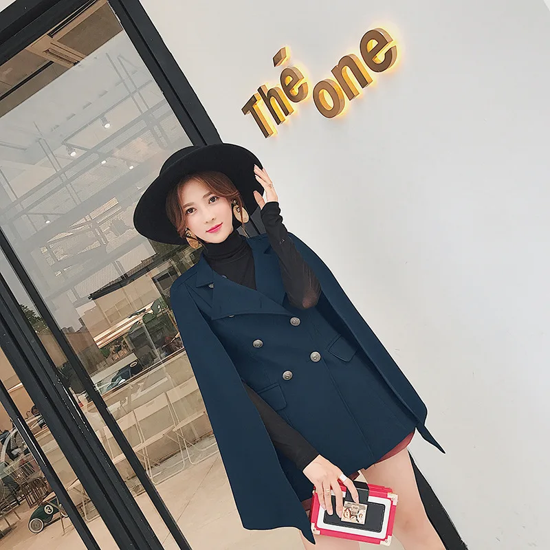 

Cloak Woolen Jacket Women's Mid-length New Style Korean-style England Autumn & Winter Versatile Graceful Mantle Overcoat 2019