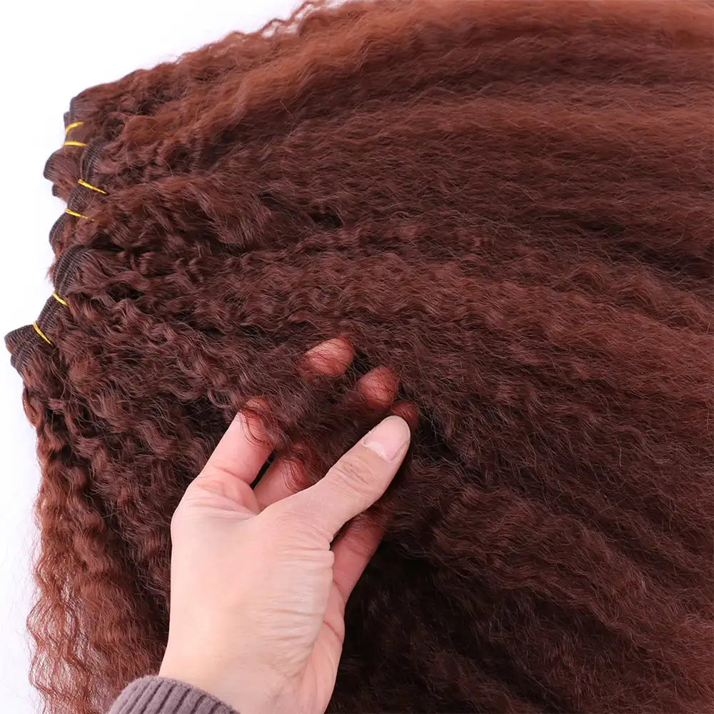 Kinky Straight Hair Weave 70g Pcs Synthetic Hair Extensions Golden