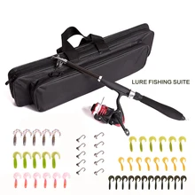 Рыболовные приманки, костюмы, спиннинговое колесо, 42 шт., мягкие приманки, 10 шт., свинцовые крючки, 1,3 м, 1,6 м, рыболовная удочка, набор снастей