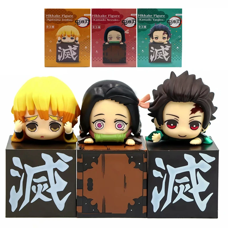 

3pcs/set Q.ver Kimetsu no Yaiba Nezuko Tanjirou Zenitsu PVC Action Figure Anime Demon Slayer Figurine Toys