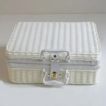 

26X16X10CM Environmental Protection Pp Imitation Rattan Woven Suitcase Underwear Storage Box Children Stage Studio Props