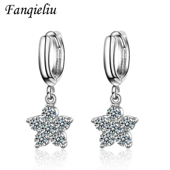 

Fanqieliu Cute Charming Crystal Star Drop Earrings Woman Real Sterling 925 Silver Earrings For Women Dangle Earrings FQL20360