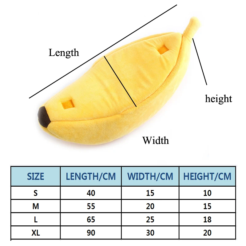 Banana Cat Bed House Cozy Cute Banana Puppy Cushion Kennel Warm Portable Pet Basket Supplies Mat Beds for Cats& Kittens