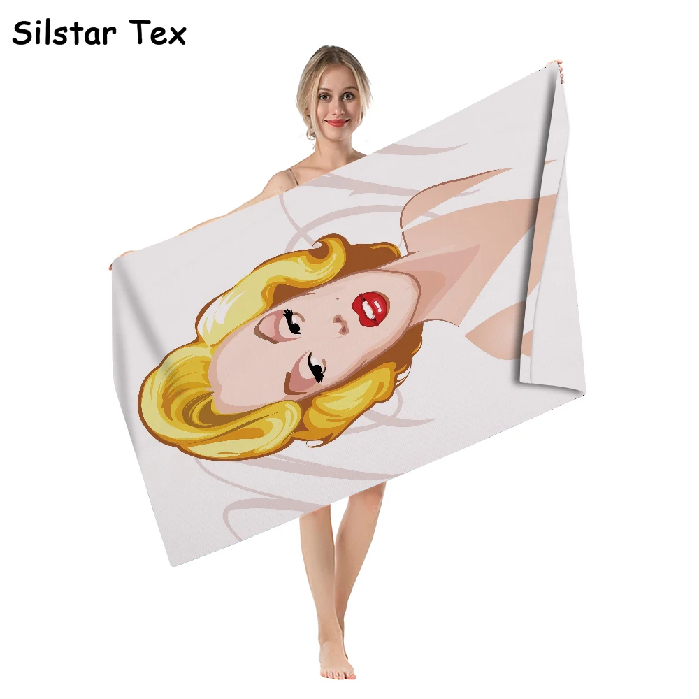 

Silstar Tex Temperament Girl Figure Beach Towel Personalized Bath Towels For Adults Kids Pool Swimming Large Blanket