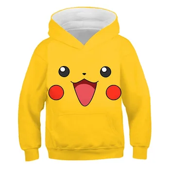 

2020 Pokemon 3D Children Pullover Sweatshirts Boys Girl Sweatshirt Tops Boys Autumn winter polyester Clothes children Outfit