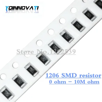 

100Pcs 1206 SMD resistor 0R ~ 10M 1/2W 0 1 10 100 150 220 330 ohm 1K 2.2K 10K 100K 0R 1R 10R 100R 150R 220R 330R