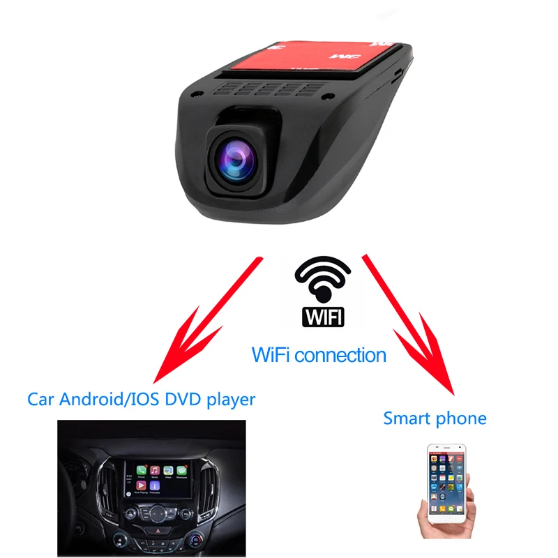 Скрытый Автомобильный видеорегистратор Ainina с Wi Fi и управлением через приложение