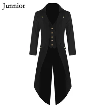 

Magician Long Tuxedo Man Coat Vintage Plain Stage Prom Blazer Purple Green Red Notched Costumes Tailcoat Men Plus Size 4XL