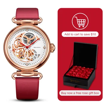 

Seagull mechanical watch women fashion watch Leather strap Waterproof automatic watch Full hollow mechanical watch 811.11.6002L