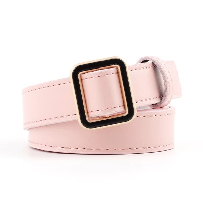 Pink Однотонные тонкие ремни из искусственной кожи для женщин, простые повседневные безвредные дикие пояса, женские модные роскошные поясные сумки для платьев, джинсов - Цвет: Pink