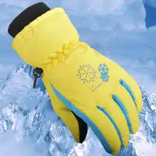 Детские зимние лыжные перчатки, зимние водонепроницаемые теплые перчатки с теплой подкладкой, Нескользящие варежки с рисунком снежинок и веревкой