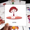 Kids Montessori Baby Learn French Emotion/Action Word Flashcards Cognitive Educational Toys Picture Memorise Gifts for Children 2