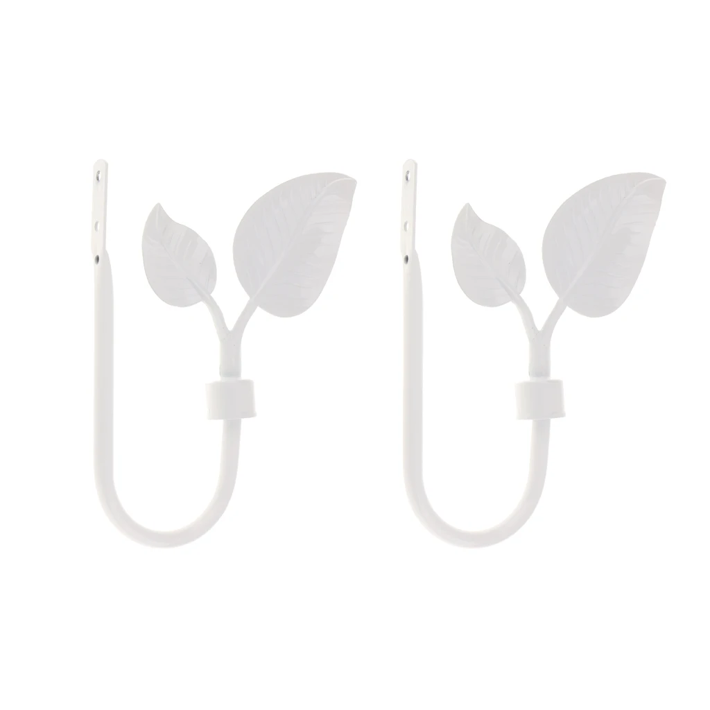 Pair U Shaped Metal Leaves Design Curtain Hooks Window Curtian Drapery Blinds Tieback Hangers Holders