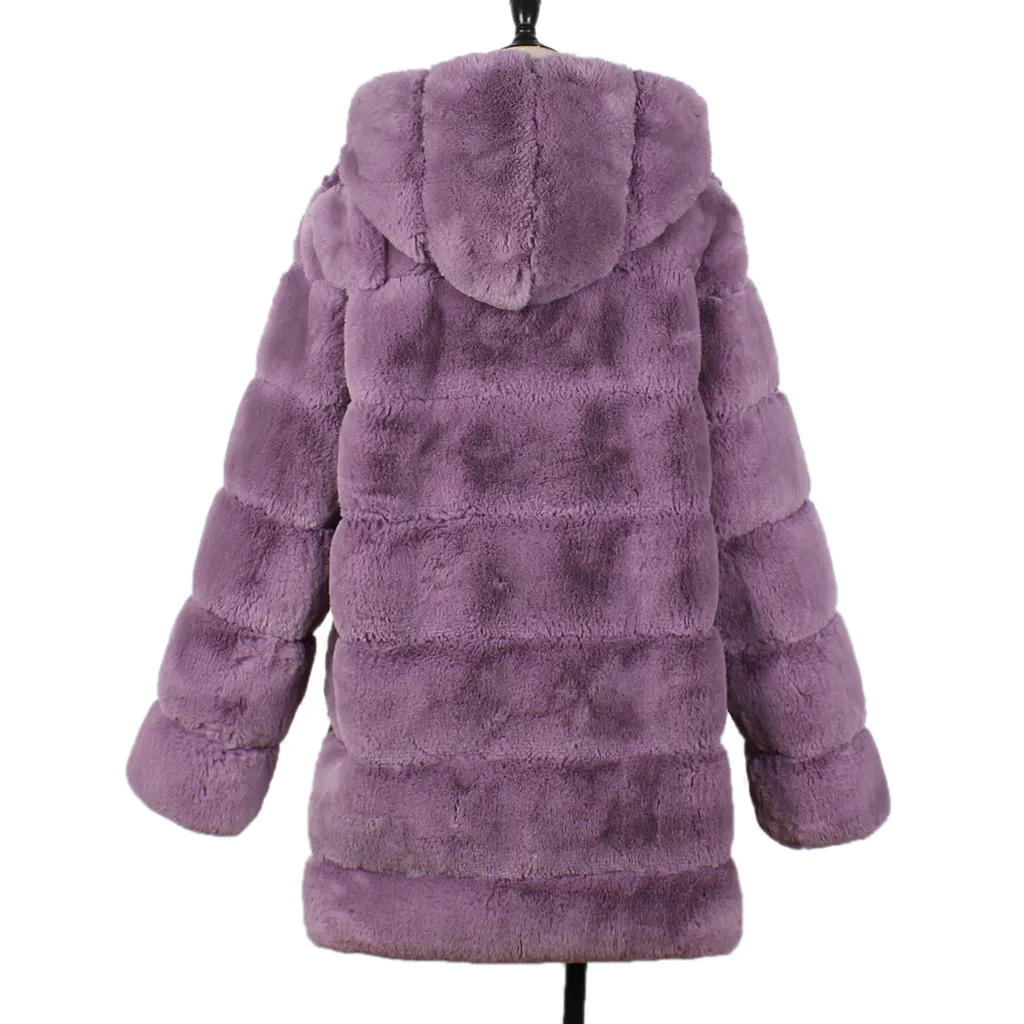 Manteau femme зимнее пальто для женщин дамское теплое пальто из искусственного меха куртка однотонная верхняя одежда с капюшоном chaqueta mujer veste femme fourrure