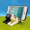 Japan cute kawaii cartoon Maneki Neko calico black cat stretch watching TV hot spring bath phone holder figures desktop ► Photo 3/5